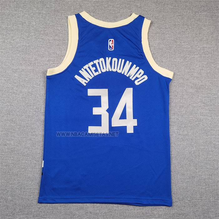 Camiseta Nino Milwaukee Bucks Giannis Antetokounmpo NO 34 Ciudad 2024-25 Azul